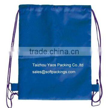 cheap promotional drawstring bag, recycled polyester bag with rope handle, new design polyester drawstring backpack bag