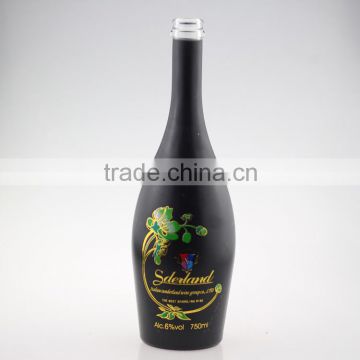 Exported Russia Frosted spirits bottle 700ml 750 ml vodka black glass bottle mini glass bottle