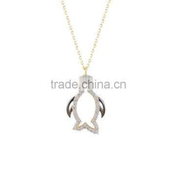 14K Solid Gold Penguin Charm Necklace