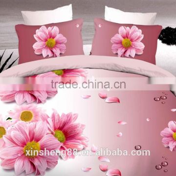 Queen size 3d Pink flower satin bedding set/cheap king size duvet sets