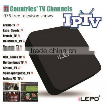 976 free TV channels android 4.4 4k2k output rk8 android smart tv box