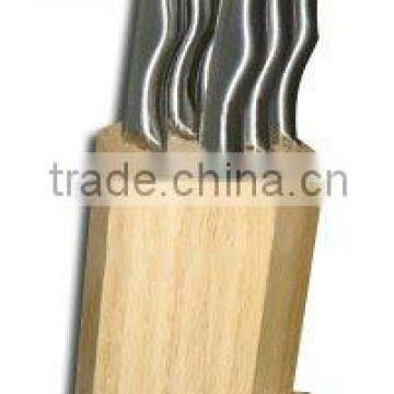 5pcs stainless steel handle knives set with wooden block