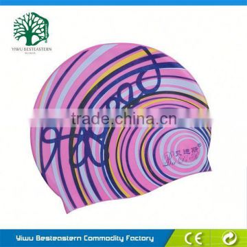 Fashionable Best Quality in Adult or Kid size customized printing logo waterproof silicone swimming cap