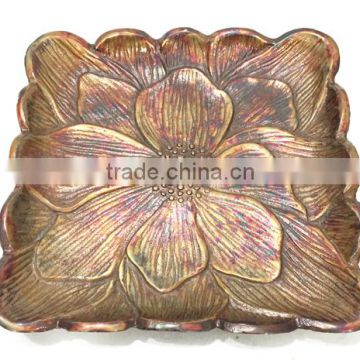 Attractive square designer charger plate antique copper aluminium centrepiece brass Fruit plate