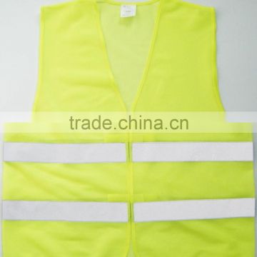 Yellow police safety vest with two reflective fabric