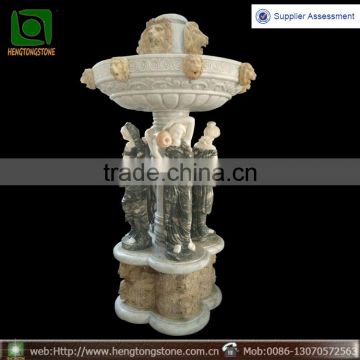 Beautiful mixed natural stone garden fountain with lady statues