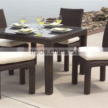 2017 Sigma weatherproof quickest delivery cheap square resin wicker glass dining table