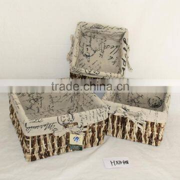 100% Handmade Natural Maize Storage Basket With Lining S/3