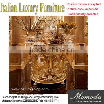momoda New Arrival Luxury Golden round Dining Table Royal Dining Room Italian furniture customized furniture supplier china
