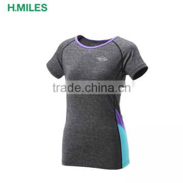 Gym sport women short sleeve running melange t shirt/t-shirt