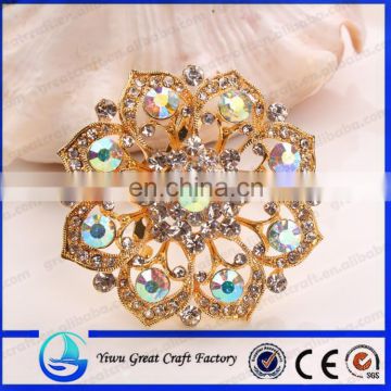 Fashion wholesale gold-plated zinc alloy rhinestone brooches dual purpose scarf for women
