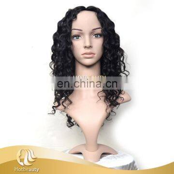 100% Virgin Human Peruvian Hair Deep Wave u Part Wig For Young Women