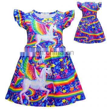 A0180# girls dress 2020 summer cotton unicorn print clothes kids dress