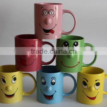 2016 ceramic funny mug,smile face mug ,cartoon face mug kids mug for gift mug