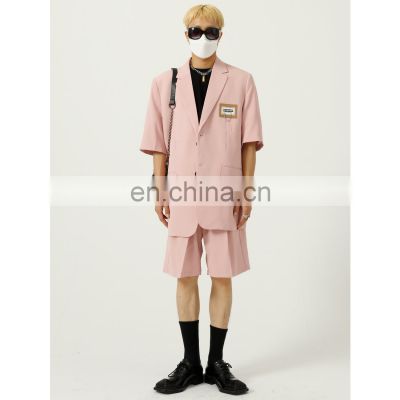 2021 Fashion Temperament Suit Two-Piece Set Custom Logo And Size Teen Handsome Suit And Short For Men