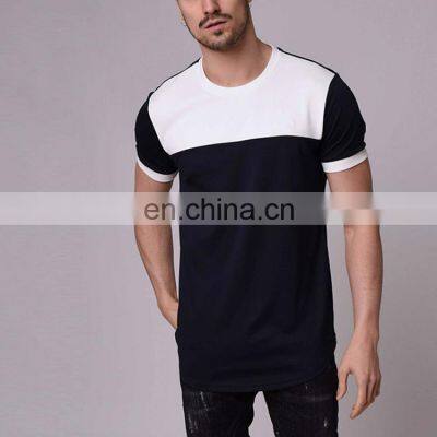 2021 Yihao black color block o-neck tshirt for men