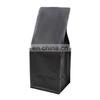 Ready To Ship Matte Black 16oz Flat Bottom Coffee Beans Packaging Bag With Tin Tie