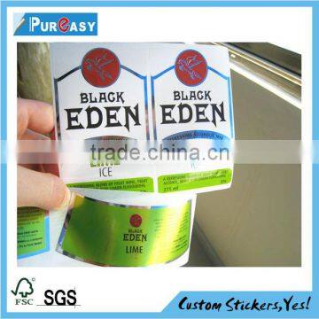 customized waterproof label print vinyl sticker