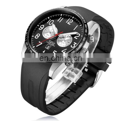 New Arrival OEM ODM Waterproof Chronograph Watch For Man Custom Logo Silicone Band Sport Watch With Logo Quartz Watches Luxury