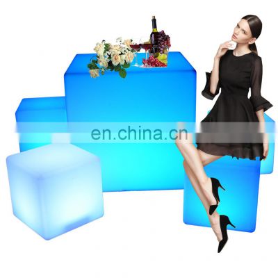 led box seat /waterproof IP65 light up colorful 40cm 50cm 60cm LED table glowing cube seat for outdoor garden home bar