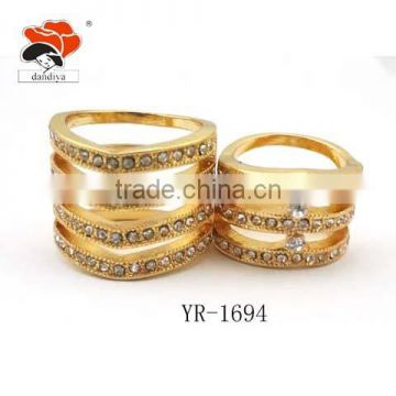 extravagant diamante coupled multi-layer silver or gold cheap wedding bands