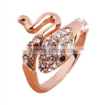 High Quality Exquisite alloy rhinestones Snake Gold Ring