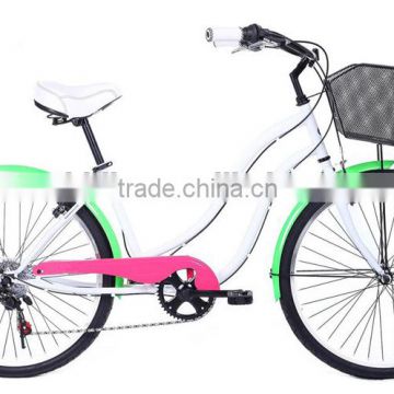 26 inch colorful beach bike / beach cruiser bicycle for women / 6 speed bicycle