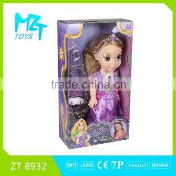 New !Eco-friendly PVC 14 inch Tangled princess doll with music and light Barbie Doll