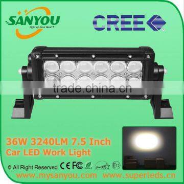 2015 Sanyou 36w 3240lm 6000k LED Auto Work Light Bar, 7.5inch led light bar for offroad, Jeep, SUV