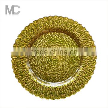 Hot Selling Cheap Unique Gold Glass Under Plate for Wedding Charger Plate
