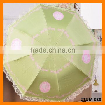 Sweet Lace Flower Print Triple Fold Fashion Umbrella