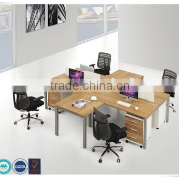 Competitive price panel four-seater office workstation with partition and pedestal