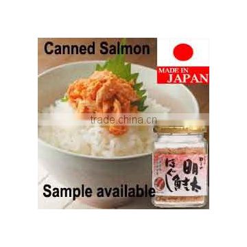 High quality and Japanese canned roe fish salmon flake sample available