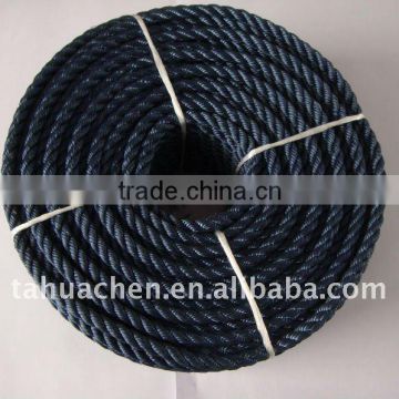 3 strands black polyester twist rope