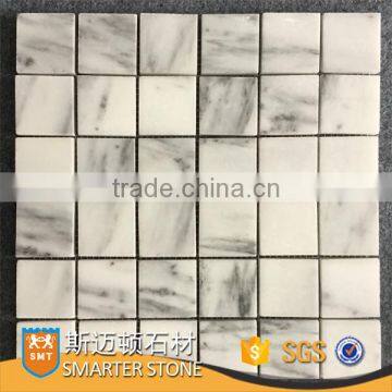 Square shape china white marble mosaic on mesh