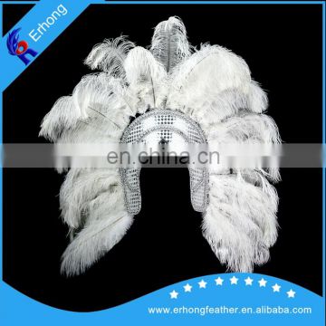 Hot Sale Ostrich Feather Bleached Color Large Feather headdress