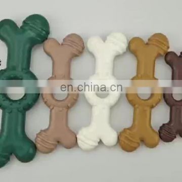Custom color eco-friendly  TPR soft pet chew toys  beef flavor dog bone toy