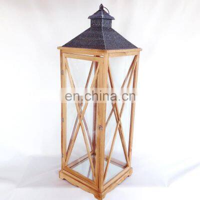 Custom Wedding Outdoor Decorative Garden Hollow Black Metal Iron Glass Candle lantern Holder Lighthouse Candle Lantern