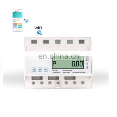 APP Prepaid Meter Dual Source LCD Din Rail Energy Meter Modbus wifi Electricity Meter