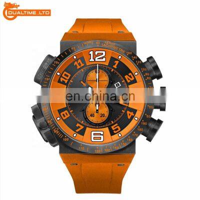 High Quality Japan Chronograph Movement Big Dial Big Silicone Bracelet Wrist Black Unique Men Watches Luxury