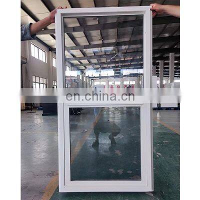 American style double color pvc hung windows vertical sliding window with mosquito netting