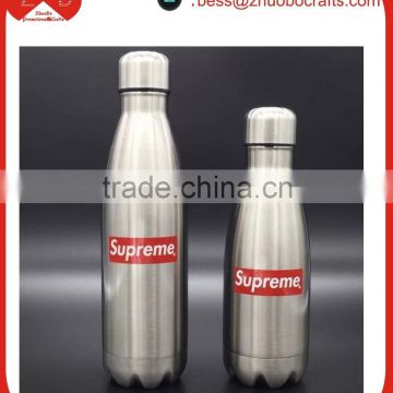High quality 750ml metal type stainless steel fashion sport vacuum bottle with supperme couples coke water bottles