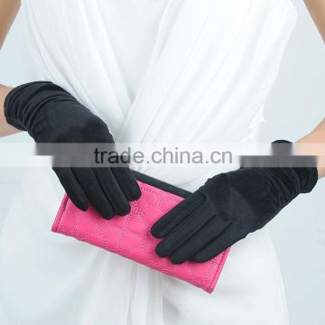 Black Girls Stylish Velour Gloves with Ruffle on Cuff