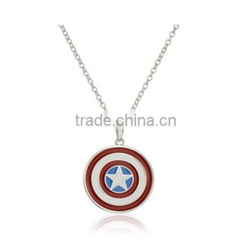 Great Girls' Silver-Plated Captain America Shield Pendant Necklace