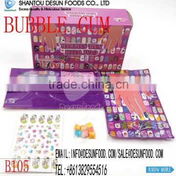 colorful box packing mini gum with nail sticker for girls