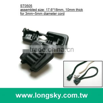 (#ST0505) black nylon plastic cord lock ends cord clips for clothes rope