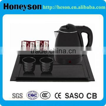 hotel room amenity stainless steel hospitality electric water kettle and welcome teapot tray tea set