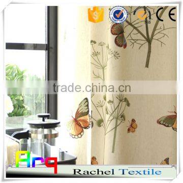 Spring Bufferful design linen/cotton embroidery fabric for Curtain in living room, window curtain