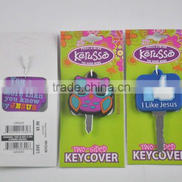 Custom made Two-sided key cover , Soft pvc key cap, rubber key covers