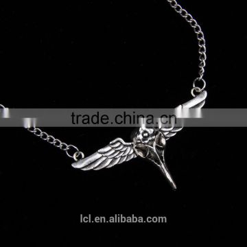 New arrival steampunk statement necklace eagle wings necklace imitation silver pendant 2015 yiwu fashion imitation jewelry